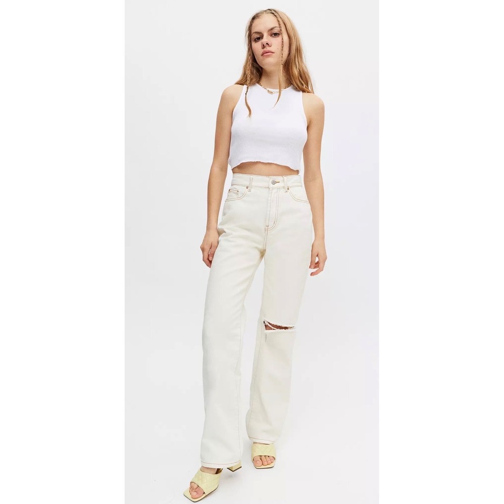 BDG Loose Straight Jean – Destroyed Ivory Denim Size 29 /31" inseam Cotton NWT